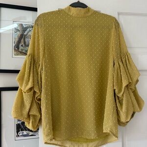 Elegant Mustard Blouse with Ruffled Sleeves